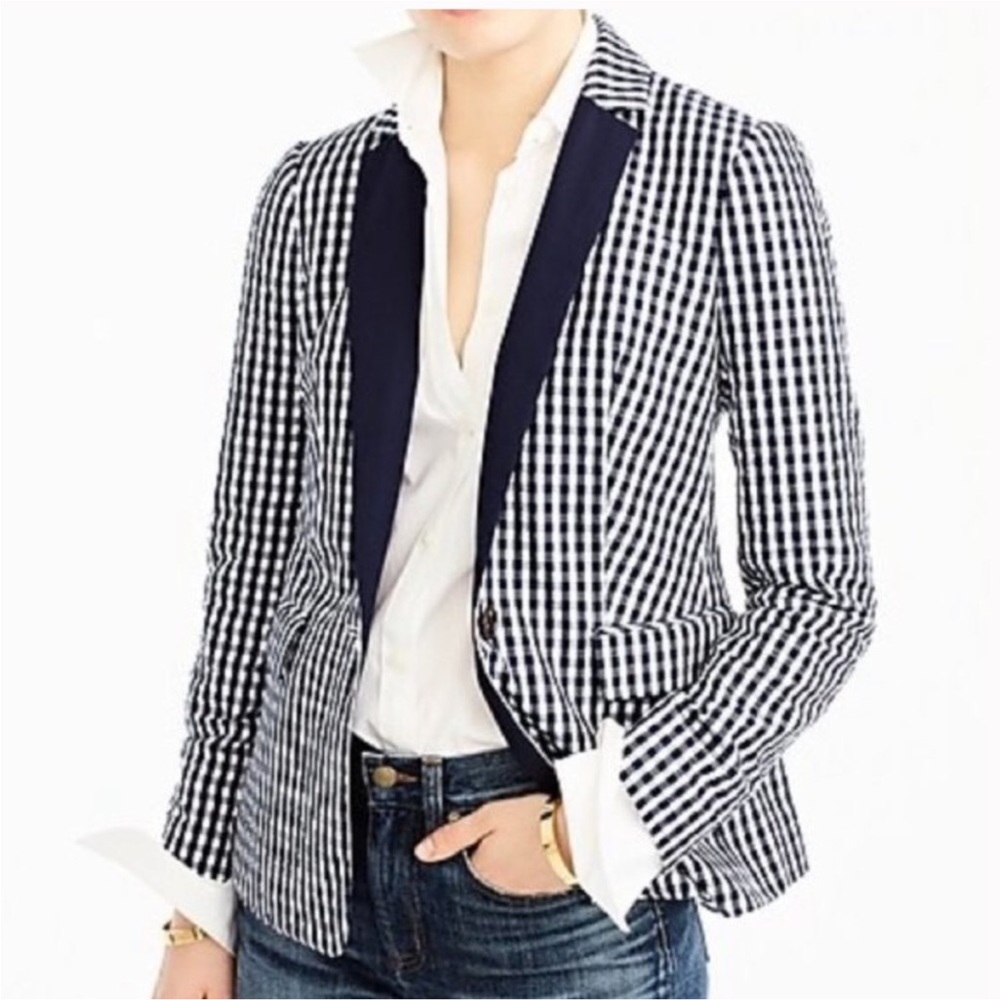 J Crew gingham seersucker blazer